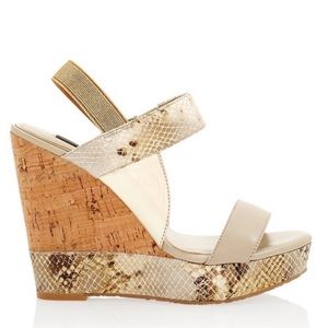 White House Black Market Snakeskin Wedges